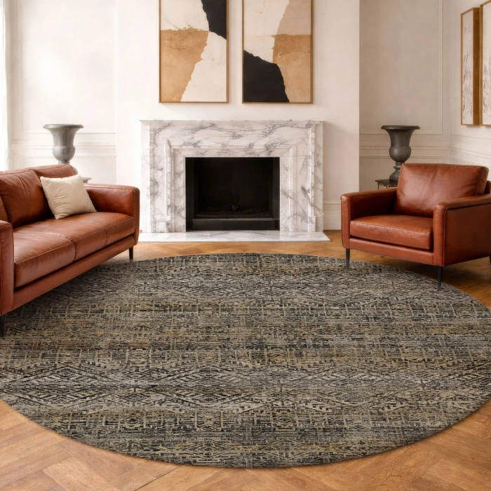 Dalyn Vico Black VC8 8ft. x 8ft. Round Rug