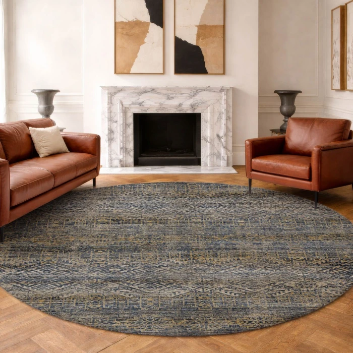 Dalyn Vico Blue VC8 8ft. x 8ft. Round Rug