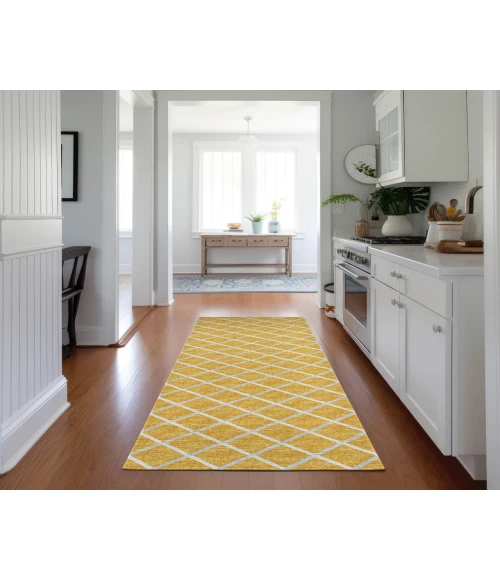 Dalyn Indoor/Outdoor York YO1 Gold Washable 2'3" x 12' Rug
