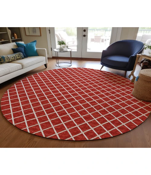 Dalyn Indoor/Outdoor York YO1 Red Washable 4' x 4' Rug