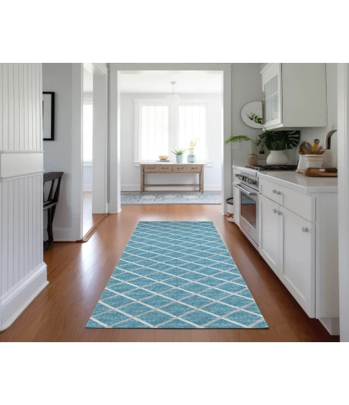Dalyn Indoor/Outdoor York YO1 Sky Blue Washable 2'3" x 7'6" Rug