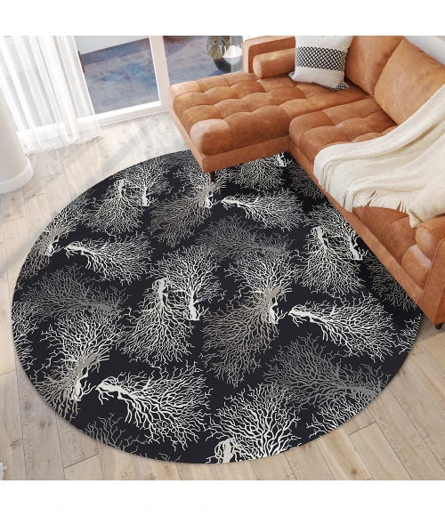 Dalyn Seabreeze SZ3 Black Area Rug 8 ft. X 8 ft. Round