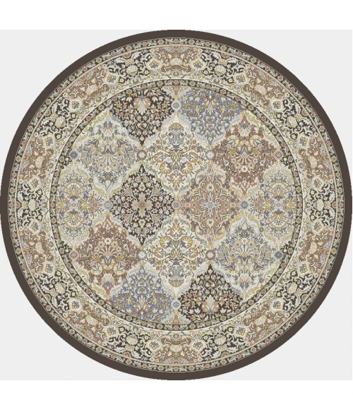 Dynamic Rugs ANCIENT GARDEN Brown/Blue 57008 7ft. 10in. Round Rug