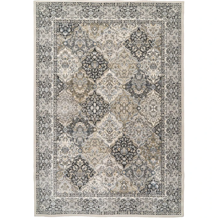 Dynamic Rugs ANCIENT GARDEN Cream/Grey 57008 6ft. 7in. x 9ft. 6in. Rect. Rug