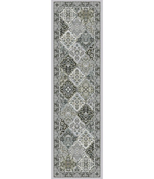 Dynamic Rugs ANCIENT GARDEN Cream/Grey 57008 2ft. 2in. x 7ft. 7in. Rect. Rug