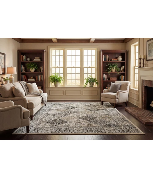 Dynamic Rugs ANCIENT GARDEN Cream/Grey 57008 2ft. x 3ft. 11in. Rect. Rug