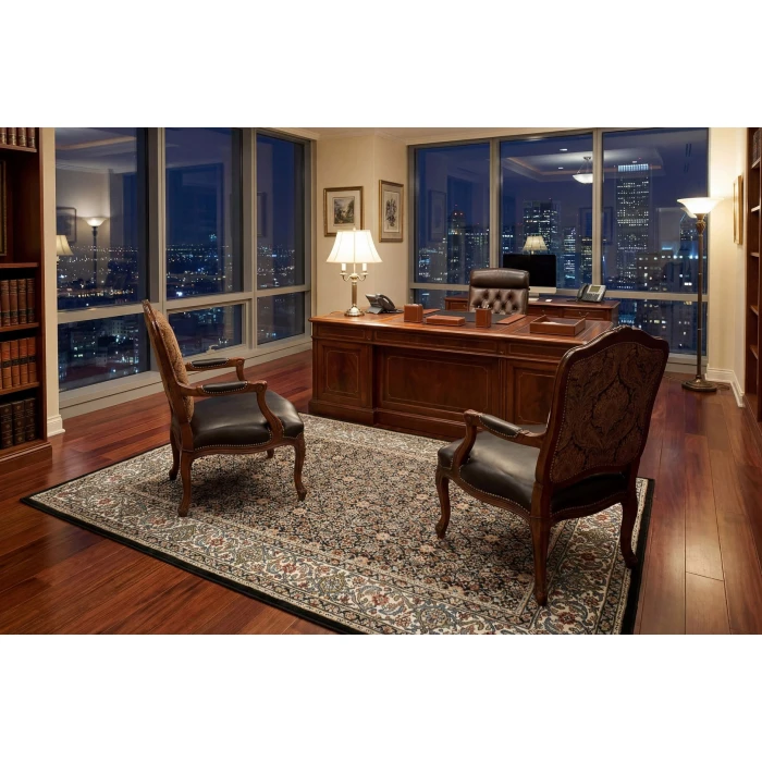 Dynamic Rugs ANCIENT GARDEN Black/Ivory 57011 9ft. 2in. x 12ft. 10in. Rect. Rug