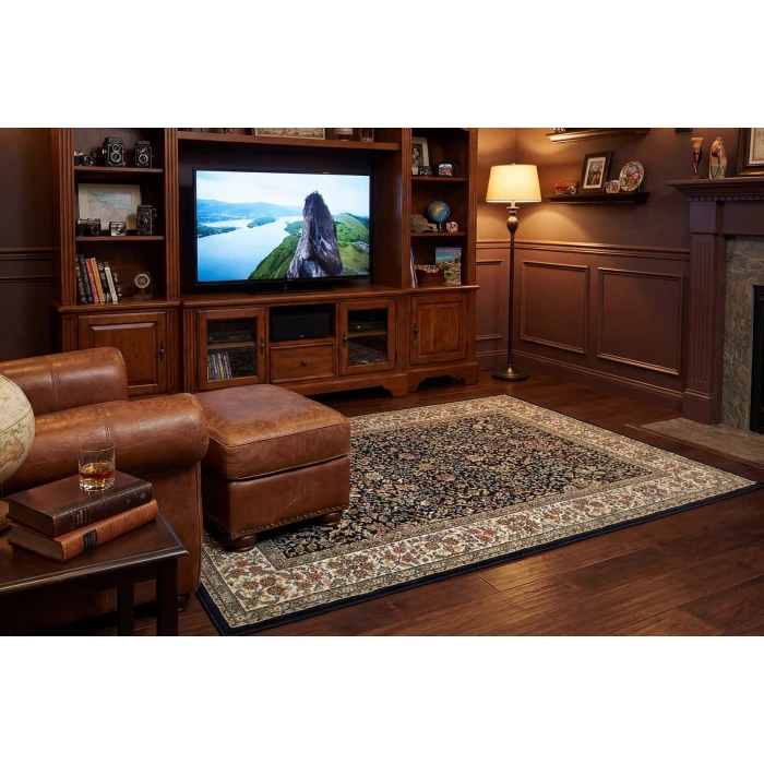 Dynamic Rugs ANCIENT GARDEN Blue/Ivory 57078 2ft. 2in. x 7ft. 7in. Rect. Rug