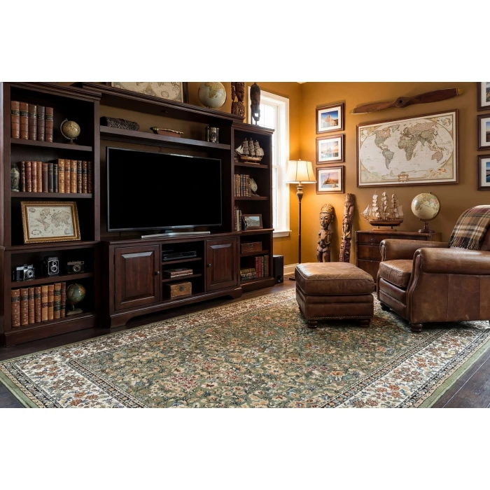 Dynamic Rugs ANCIENT GARDEN Green/Ivory 57078 2ft. 2in. x 7ft. 7in. Rect. Rug