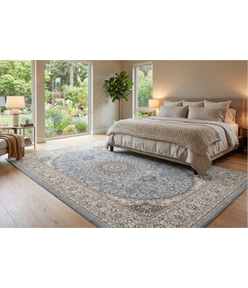 Dynamic Rugs ANCIENT GARDEN Steel Blue/Cream 57119 7ft. 10in. x 10ft. 10in. Rect. Rug