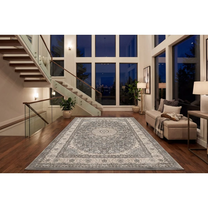 Dynamic Rugs ANCIENT GARDEN Grey/Cream 57119 2ft. 7in. x 4ft. 7in. Oval Rug