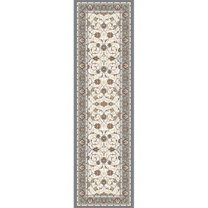 Dynamic Rugs ANCIENT GARDEN Ivory/Light Blue 57120 2ft. 2in x 11ft. Rect. Rug