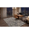 Dynamic Rugs ANCIENT GARDEN Steel Blue 57162 5ft. 3in. x 7ft. 7in. Oval Rug