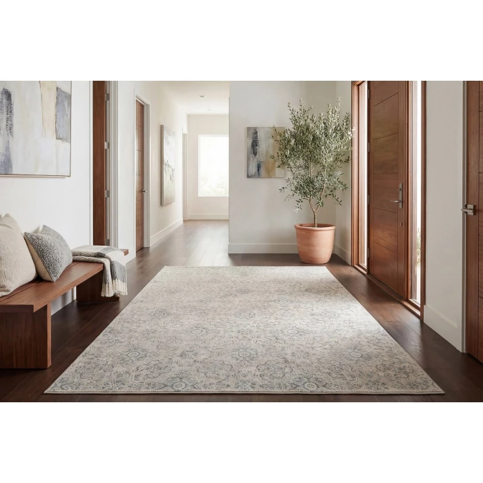 Dynamic Rugs ANCIENT GARDEN Silver/Grey 57162 6ft. 7in. x 9ft. 6in. Rect. Rug