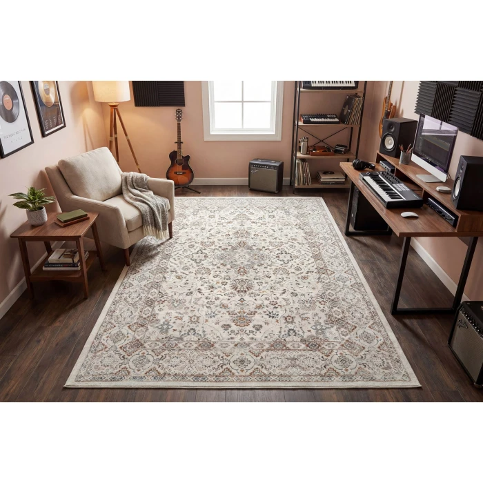 Dynamic Rugs ANCIENT GARDEN Cream/Beige 57275 2ft. 2in. x 7ft. 7in. Rect. Rug