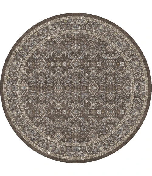 Dynamic Rugs ANCIENT GARDEN Dark Brown/Beige/Blue 57276 7ft. 10in. Round Rug