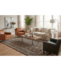 Dynamic Rugs ANCIENT GARDEN Dark Brown/Beige/Blue 57276 2ft. 2in x 11ft. Rect. Rug