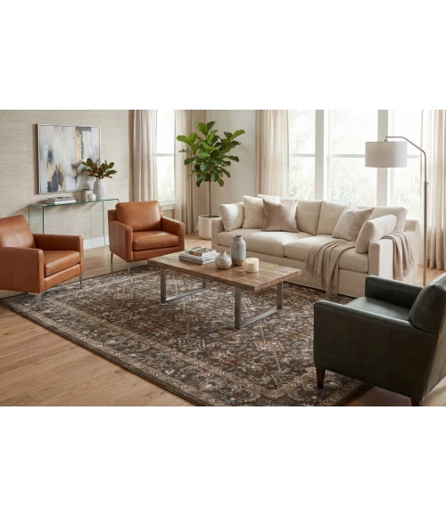 Dynamic Rugs ANCIENT GARDEN Dark Brown/Beige/Blue 57276 6ft. 7in. x 9ft. 6in. Rect. Rug