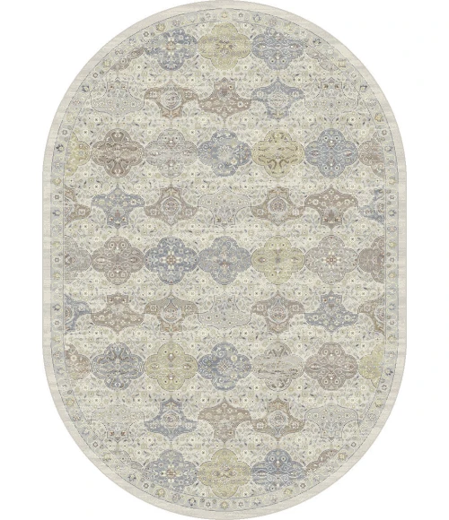 Dynamic Rugs ANCIENT GARDEN Cream/Multi 57279 5ft. 3in. x 7ft. 7in. Oval Rug