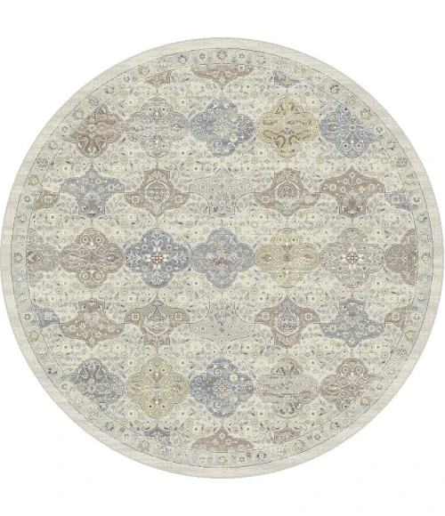 Dynamic Rugs ANCIENT GARDEN Cream/Multi 57279 5ft. 3in. Round Rug