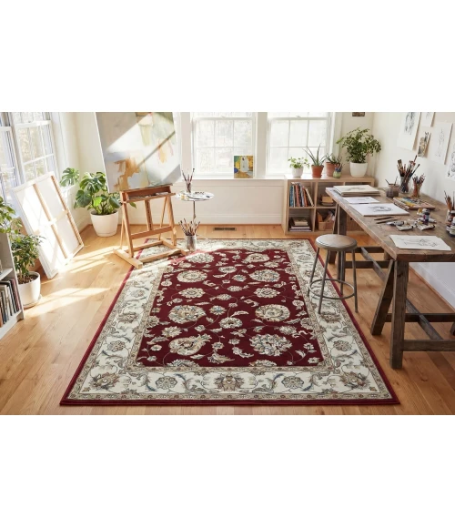 Dynamic Rugs ANCIENT GARDEN Red/Ivory 57365 5ft. 3in. Round Rug