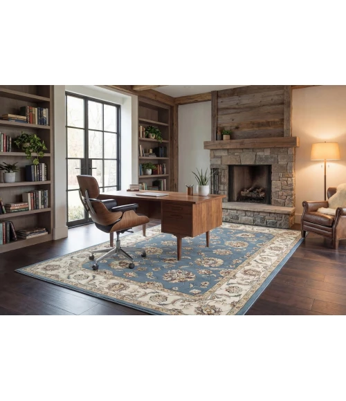 Dynamic Rugs ANCIENT GARDEN Light Blue/Ivory 57365 5ft. 3in. x 7ft. 7in. Rect. Rug