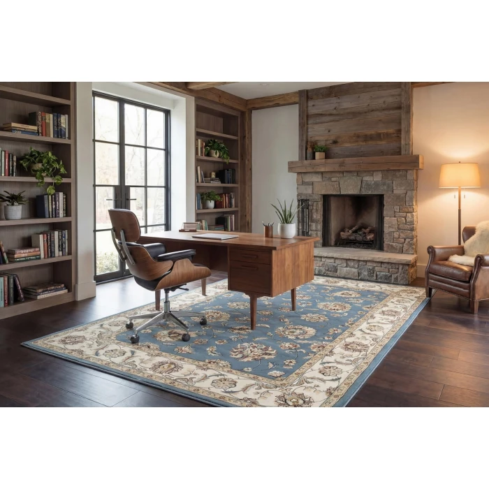 Dynamic Rugs ANCIENT GARDEN Light Blue/Ivory 57365 2ft. 2in. x 7ft. 7in. Rect. Rug