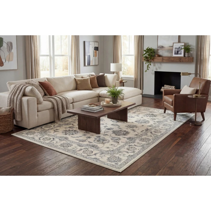 Dynamic Rugs ANCIENT GARDEN Cream 57365 2ft. 2in x 11ft. Rect. Rug