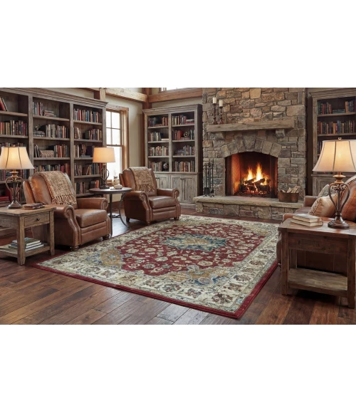 Dynamic Rugs ANCIENT GARDEN Red/Ivory 57559 5ft. 3in. x 7ft. 7in. Oval Rug