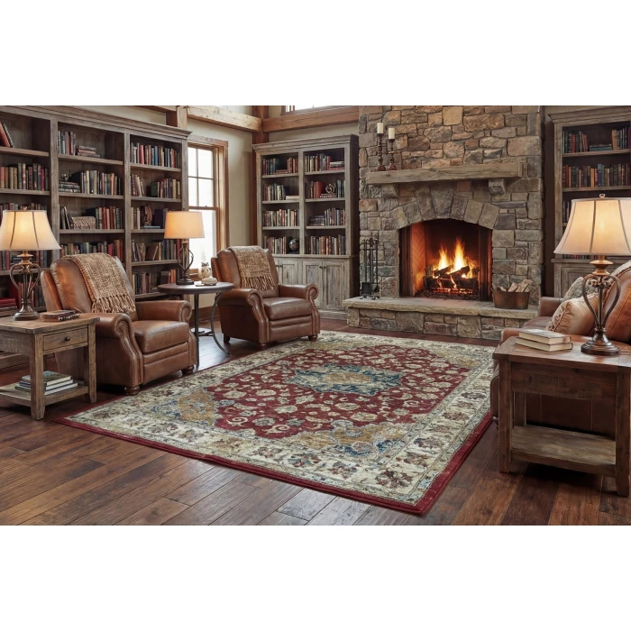 Dynamic Rugs ANCIENT GARDEN Red/Ivory 57559 2ft. 2in. x 7ft. 7in. Rect. Rug