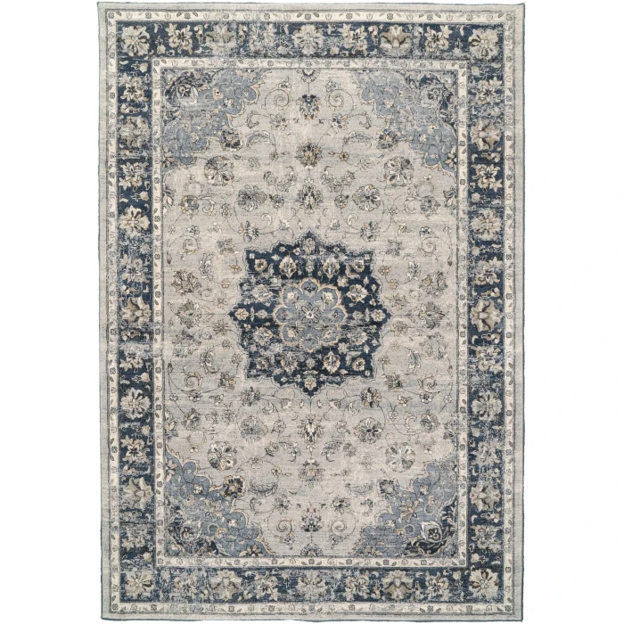 Dynamic Rugs ANCIENT GARDEN Silver/Blue 57559 7ft. 10in. x 10ft. 10in. Rect. Rug
