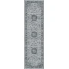 Dynamic Rugs ANCIENT GARDEN Silver/Blue 57559 2ft. 2in. x 7ft. 7in. Rect. Rug
