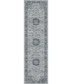 Dynamic Rugs ANCIENT GARDEN Silver/Blue 57559 2ft. 2in x 11ft. Rect. Rug