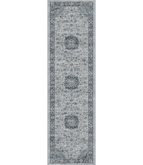 Dynamic Rugs ANCIENT GARDEN Silver/Blue 57559 2ft. 2in. x 7ft. 7in. Rect. Rug