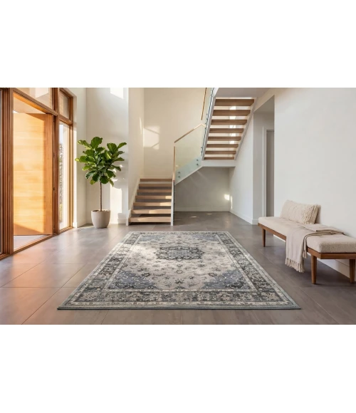 Dynamic Rugs ANCIENT GARDEN Silver/Blue 57559 2ft. x 3ft. 11in. Rect. Rug