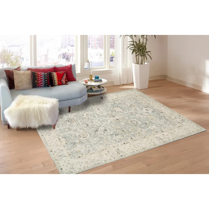Dynamic Rugs ANNALISE Blue/Beige 7604 2ft. 2in. x 7ft. 7in. Rect. Rug