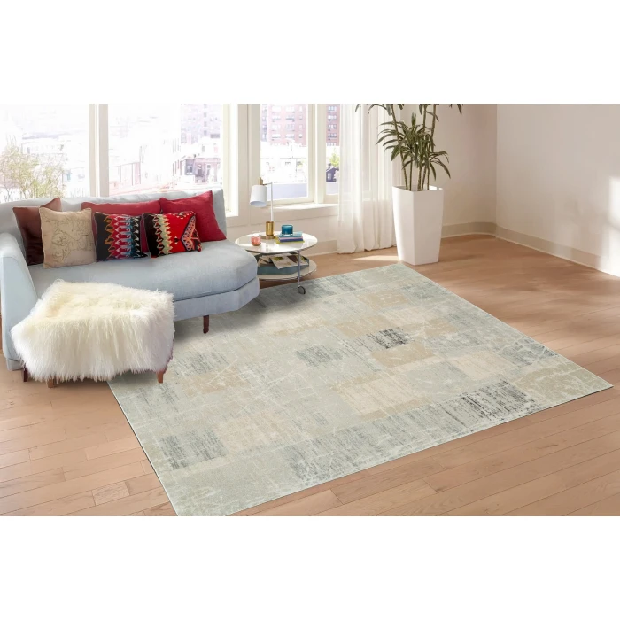 Dynamic Rugs ANNALISE Grey/Beige/Charcoal 7610 2ft. 2in. x 7ft. 7in. Rect. Rug