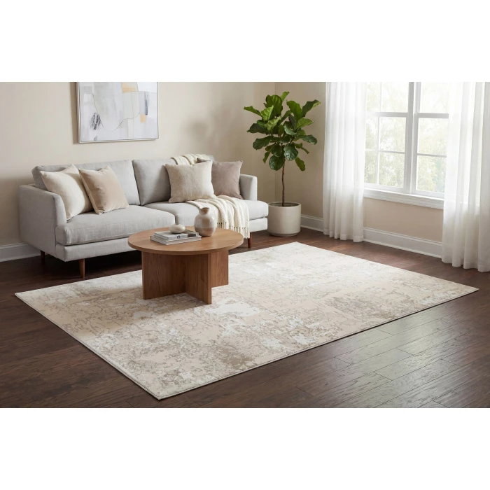 Dynamic Rugs AZURE Ivory/Beige/Grey 12585 6ft. 7in. x 9ft. Rect. Rug