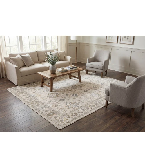 Dynamic Rugs AZURE Ivory/Grey/Blue 12586 6ft. 7in. x 9ft. Rect. Rug