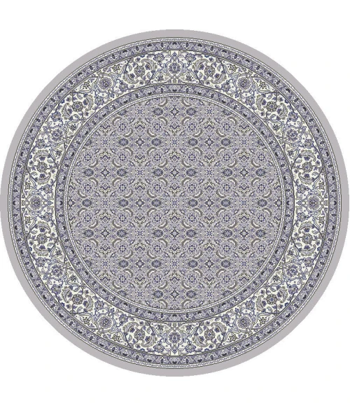 Dynamic Rugs ANCIENT GARDEN Soft Grey/Cream 57011 5ft. 3in. Round Rug