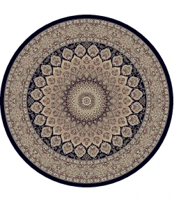 Dynamic Rugs ANCIENT GARDEN Navy 57090 7ft. 10in. Round Rug