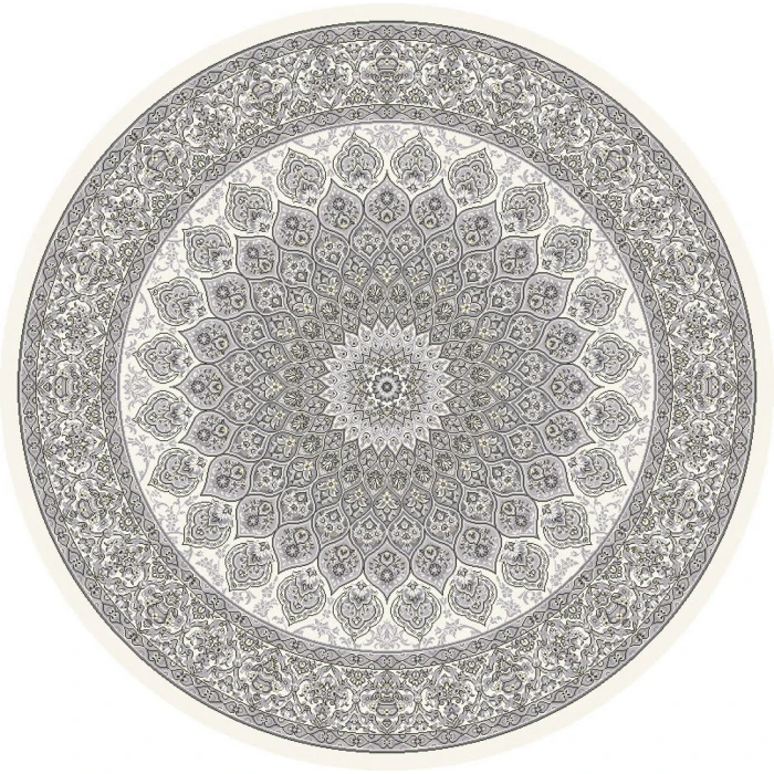 Dynamic Rugs ANCIENT GARDEN Cream/Grey 57090 7ft. 10in. Round Rug