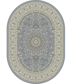 Dynamic Rugs ANCIENT GARDEN Steel Blue/Cream 57119 5ft. 3in. x 7ft. 7in. Oval Rug
