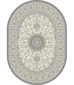 Dynamic Rugs ANCIENT GARDEN Cream/Grey 57119 2ft. 7in. x 4ft. 7in. Oval Rug