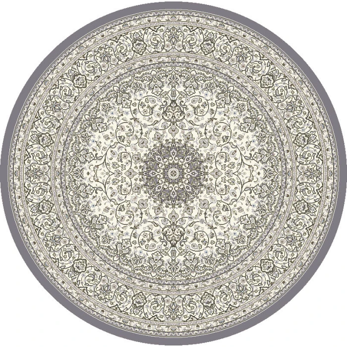 Dynamic Rugs ANCIENT GARDEN Cream/Grey 57119 5ft. 3in. Round Rug