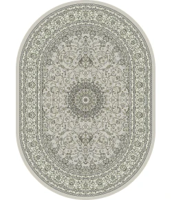 Dynamic Rugs ANCIENT GARDEN Soft Grey/Cream 57119 6ft. 7in. x 9ft. 6in. Oval Rug