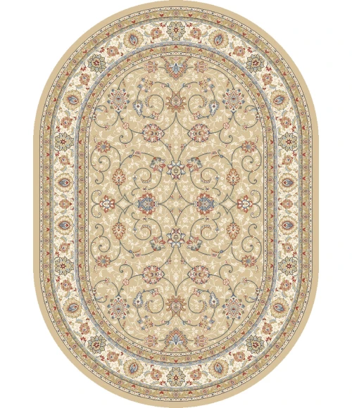 Dynamic Rugs ANCIENT GARDEN Light Gold/Ivory 57120 2ft. 7in. x 4ft. 7in. Oval Rug