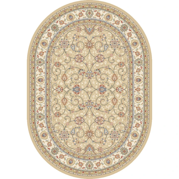 Dynamic Rugs ANCIENT GARDEN Light Gold/Ivory 57120 2ft. 7in. x 4ft. 7in. Oval Rug