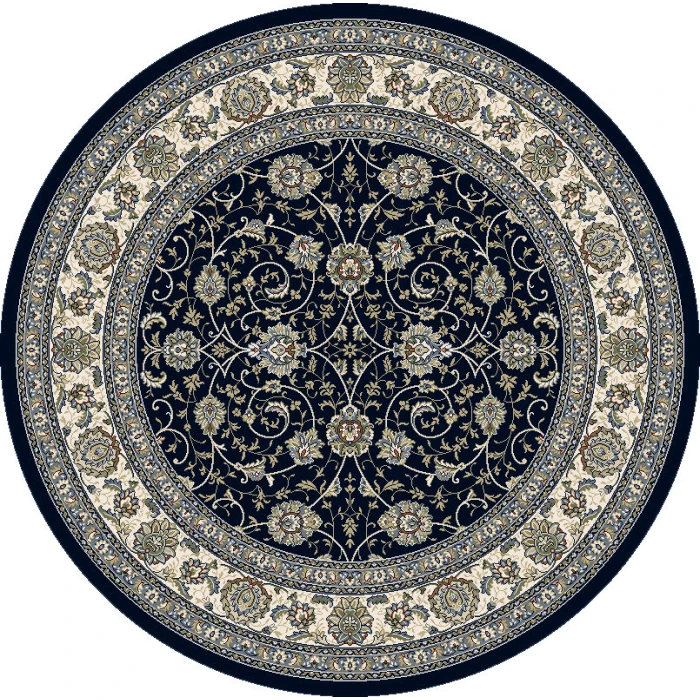 Dynamic Rugs ANCIENT GARDEN Navy 57120 5ft. 3in. Round Rug