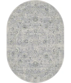 Dynamic Rugs ANCIENT GARDEN Silver/Grey 57126 6ft. 7in. x 9ft. 6in. Oval Rug